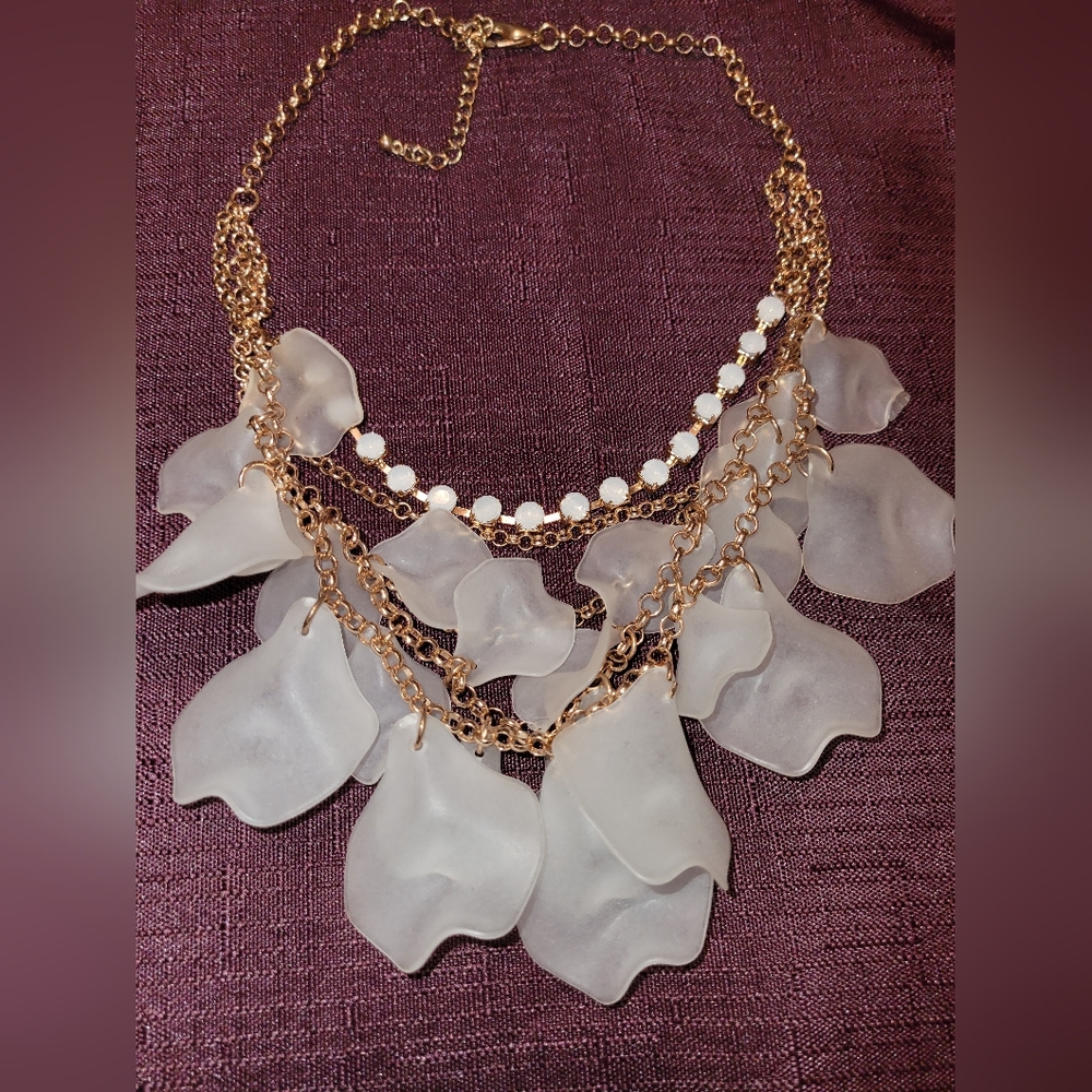 Bridal or Prom white floral necklace
